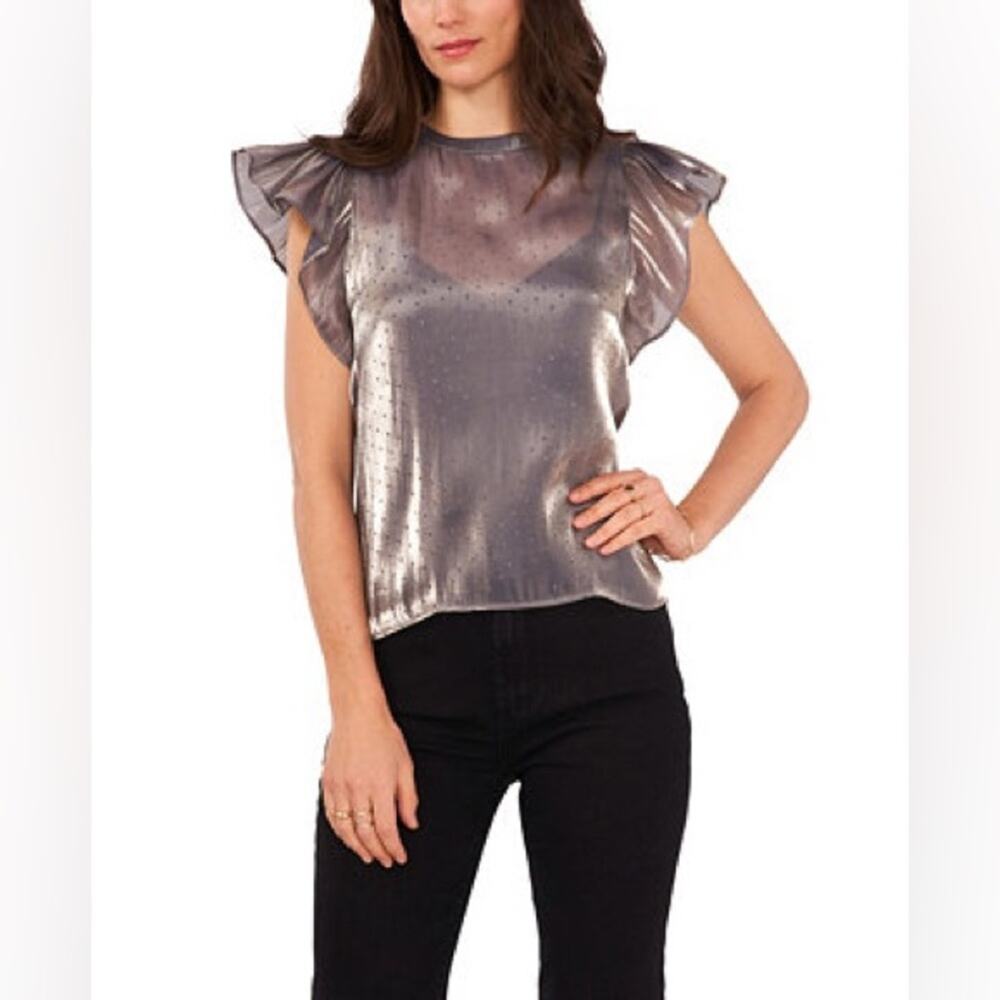 1.STATE
Women's Short Flutter Sleeve Crew Neck Blouse size S (b18)